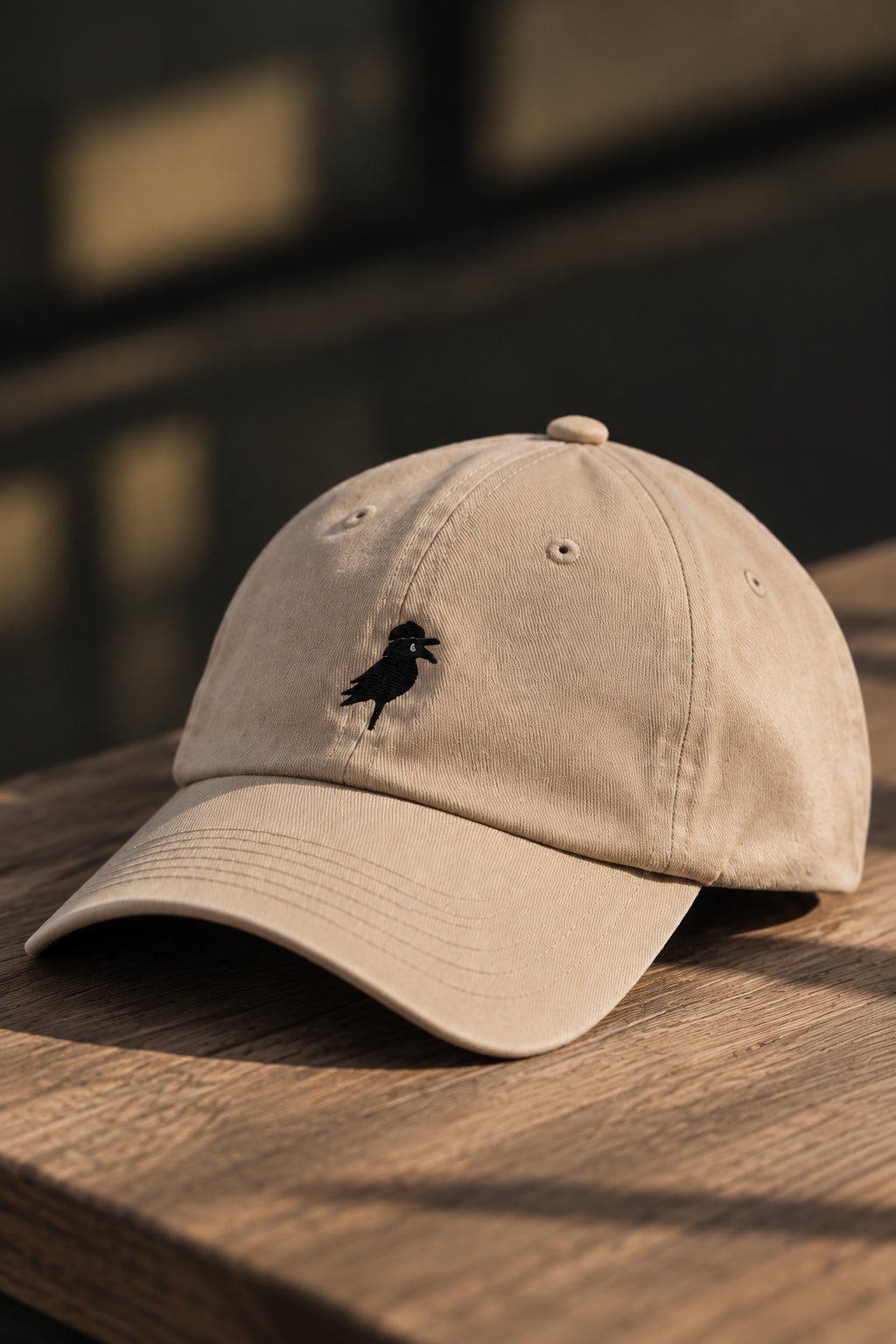 Crow Cap in Stone — flat lay