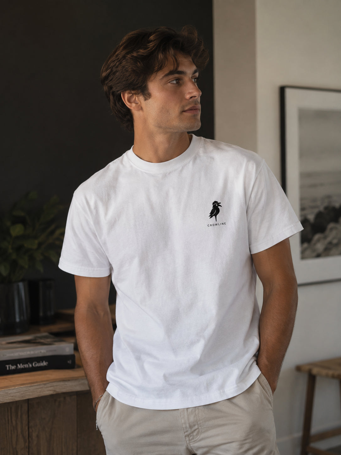Crow Tee in White — worn